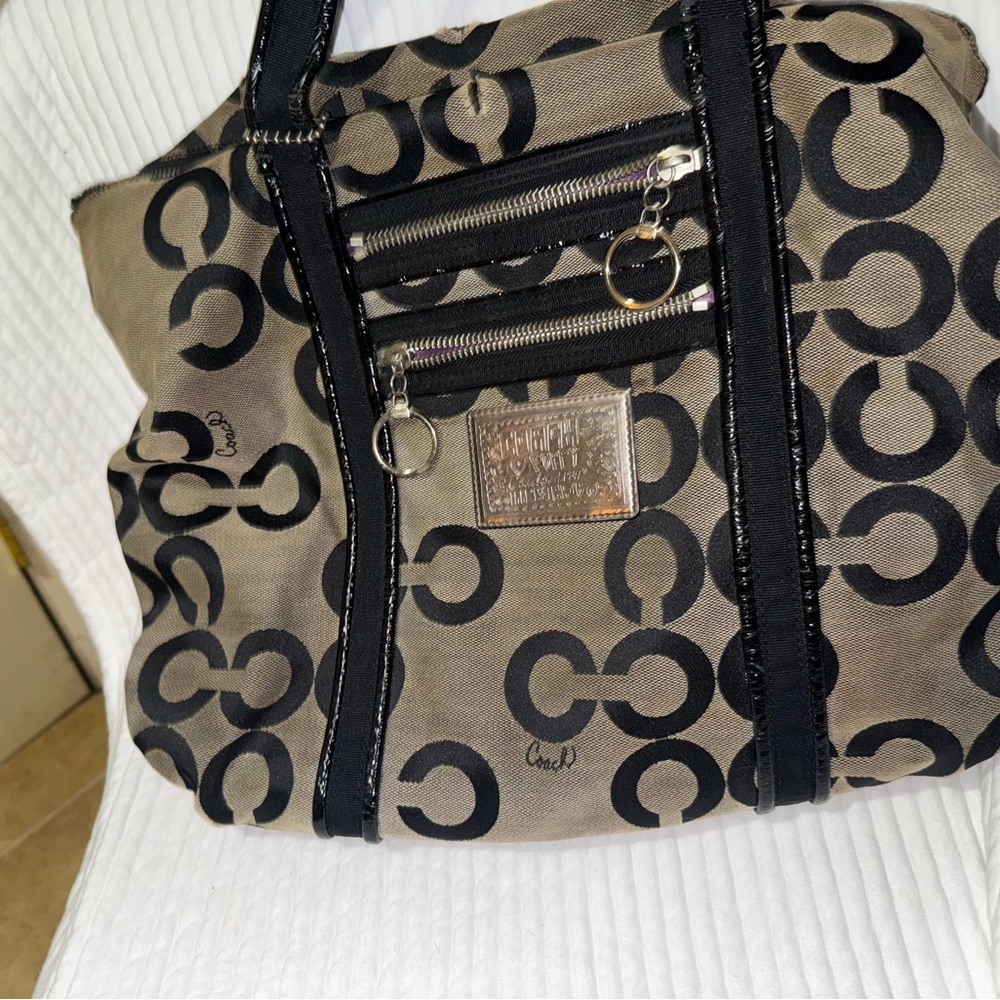 Coach Black and Brown Signature Tote